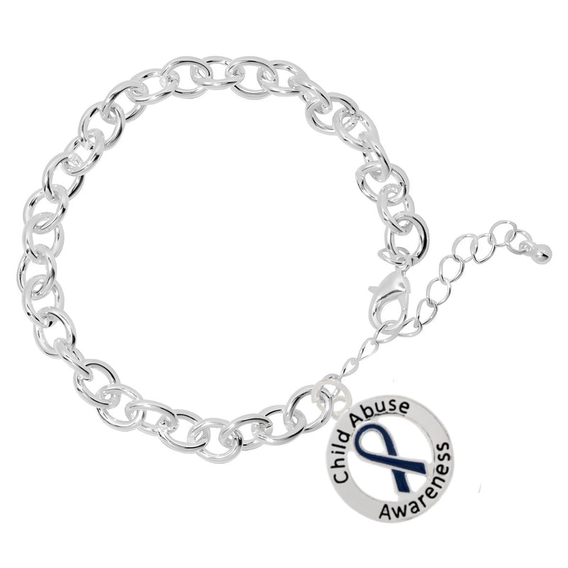 Child Abuse Awareness Round Charm Chunky Link Style Bracelets - Fundraising For A Cause