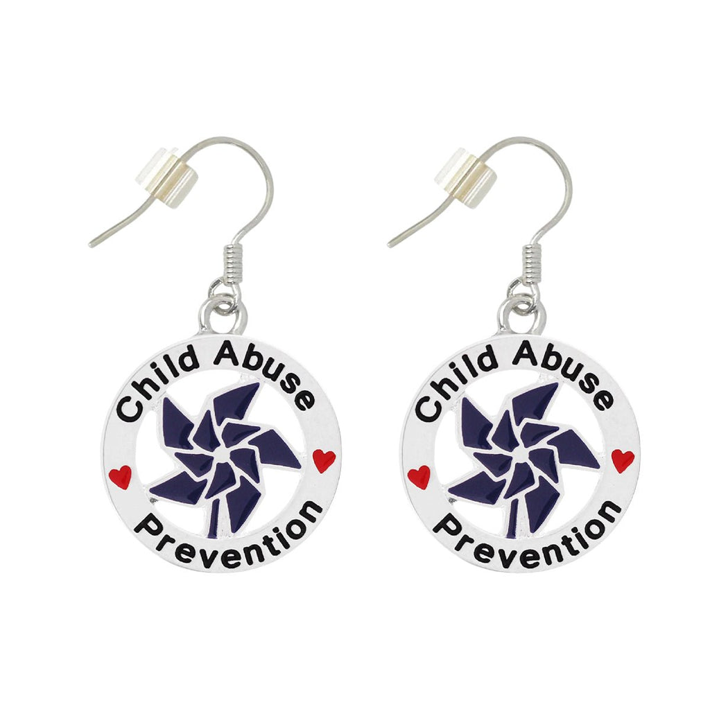 Child Abuse Prevention Blue Pinwheel Charm Hanging Earrings - Fundraising For A Cause