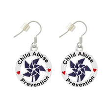 Load image into Gallery viewer, Child Abuse Prevention Blue Pinwheel Charm Hanging Earrings - Fundraising For A Cause