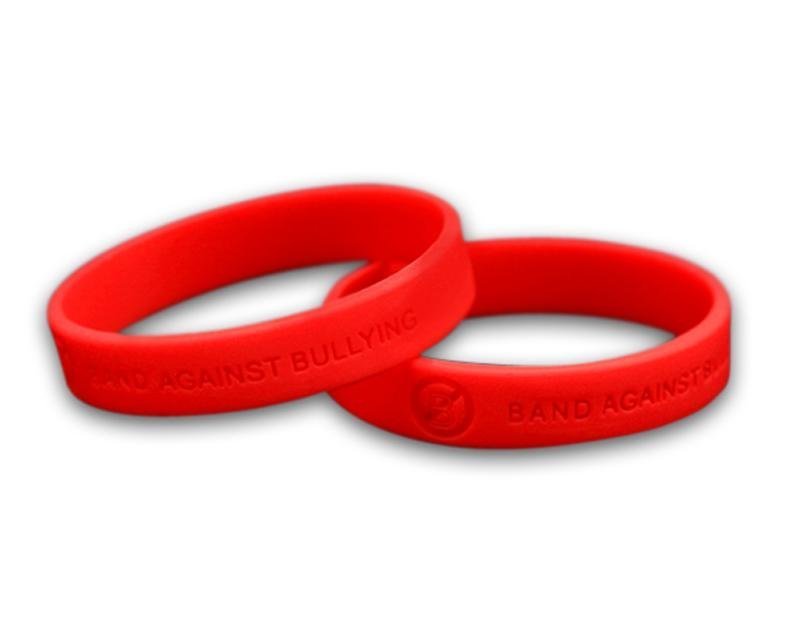 Child Size Red Anti - Bullying Silicone Bracelet Wristbands - Fundraising For A Cause