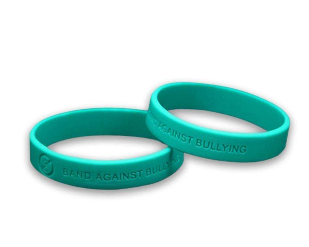 Child Size Teal Anti - Bullying Silicone Bracelet Wristbands - Fundraising For A Cause