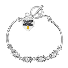 Load image into Gallery viewer, Childhood Cancer Awareness Heart Charm Partial Beaded Bracelets - Fundraising For A Cause