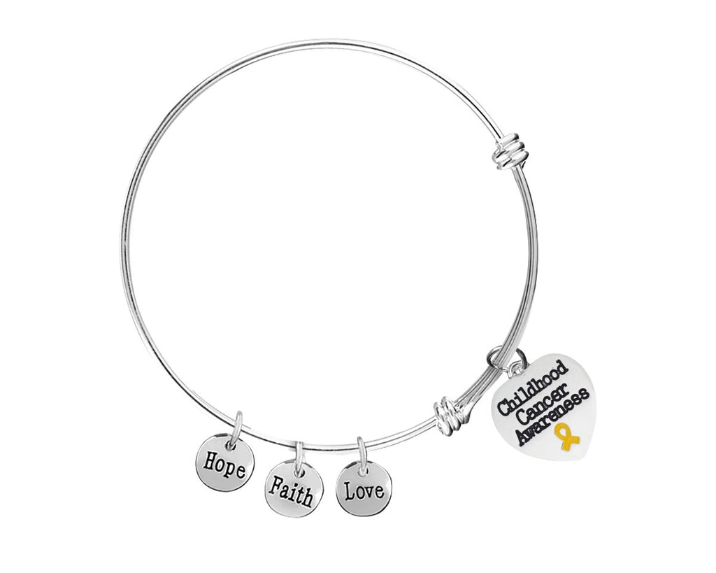 Childhood Cancer Heart Retractable Charm Bracelet - Fundraising For A Cause