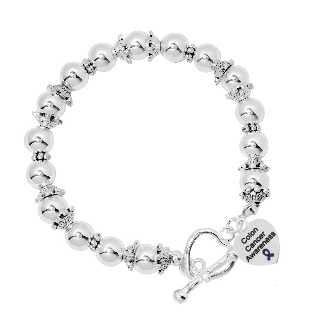 Colon Cancer Awareness Circle Charm Beaded Bracelets - Fundraising For A Cause