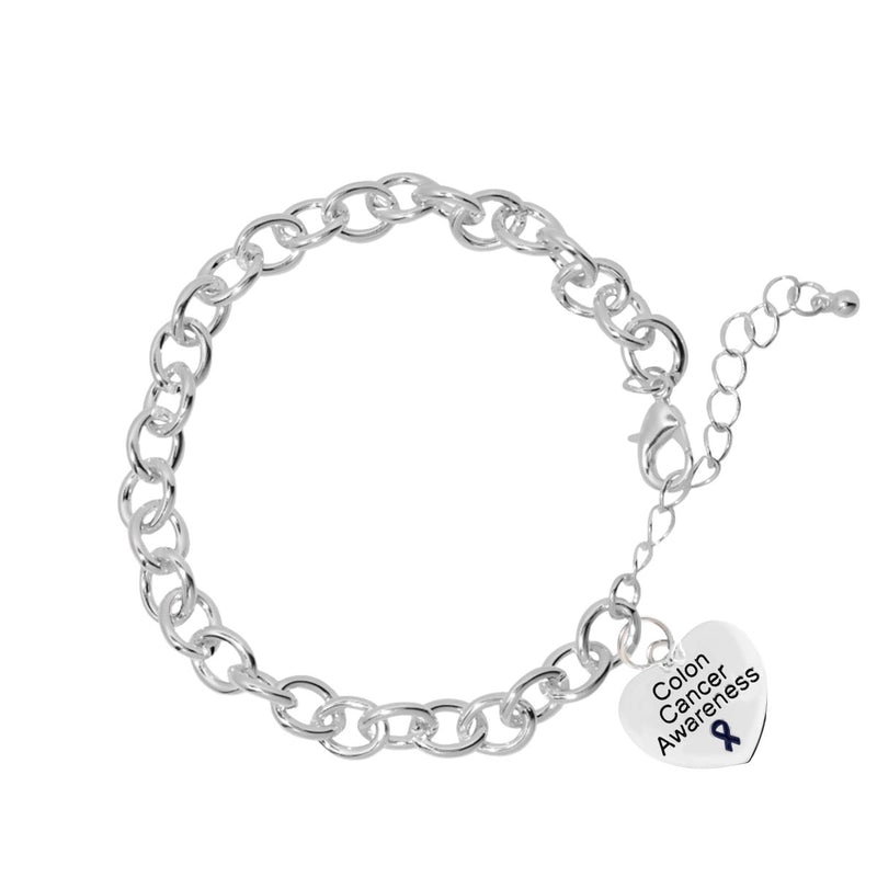 Colon Cancer Awareness Heart Chunky Charm Bracelet - Fundraising For A Cause