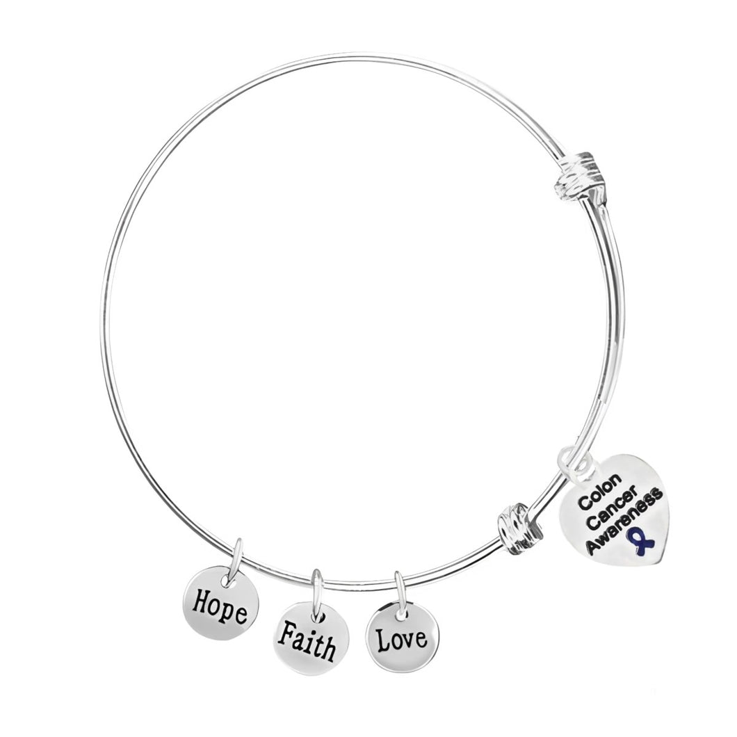 Colon Cancer Heart Retractable Charm Bracelets - Fundraising For A Cause