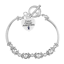 Load image into Gallery viewer, Colon Cancer Large Heart Charm Partial Beaded Bracelets - Fundraising For A Cause