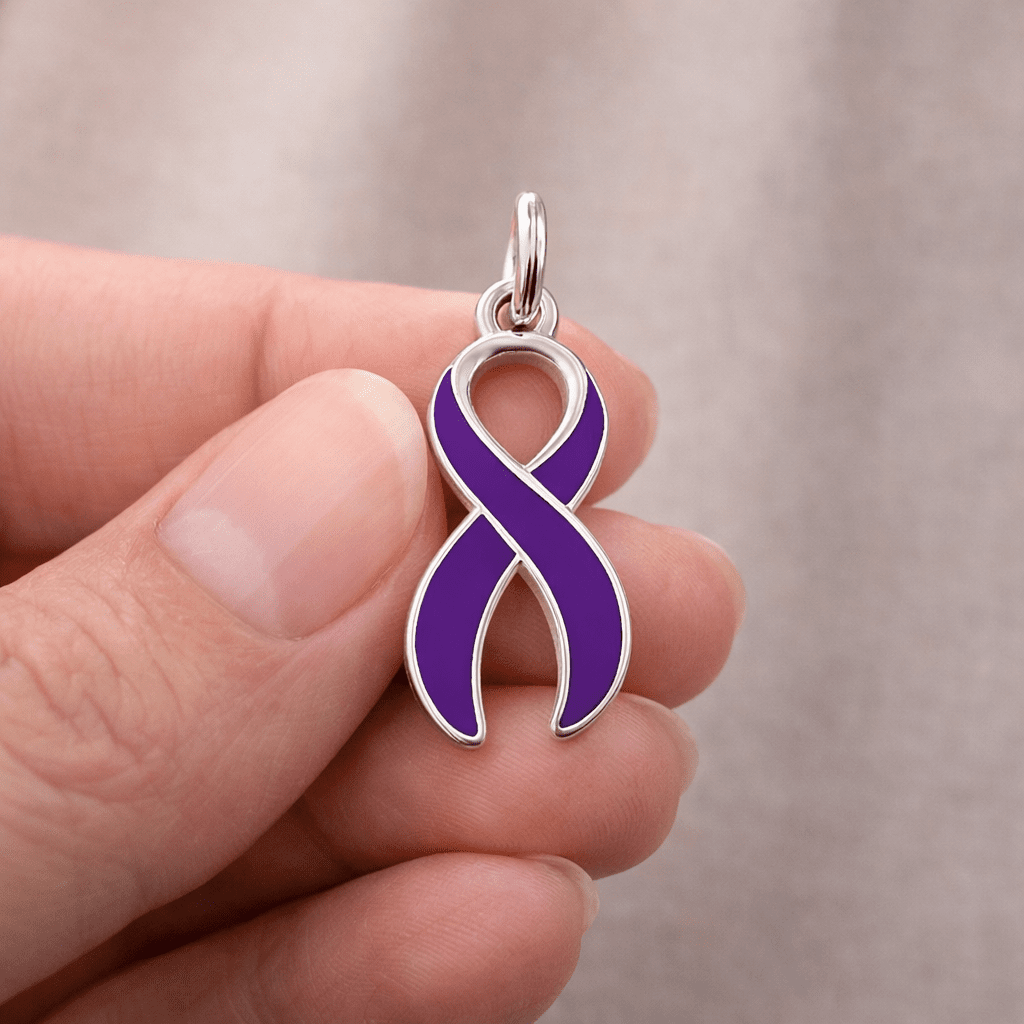 Crohn's Disease Purple Ribbon Charms - Fundraising For A Cause