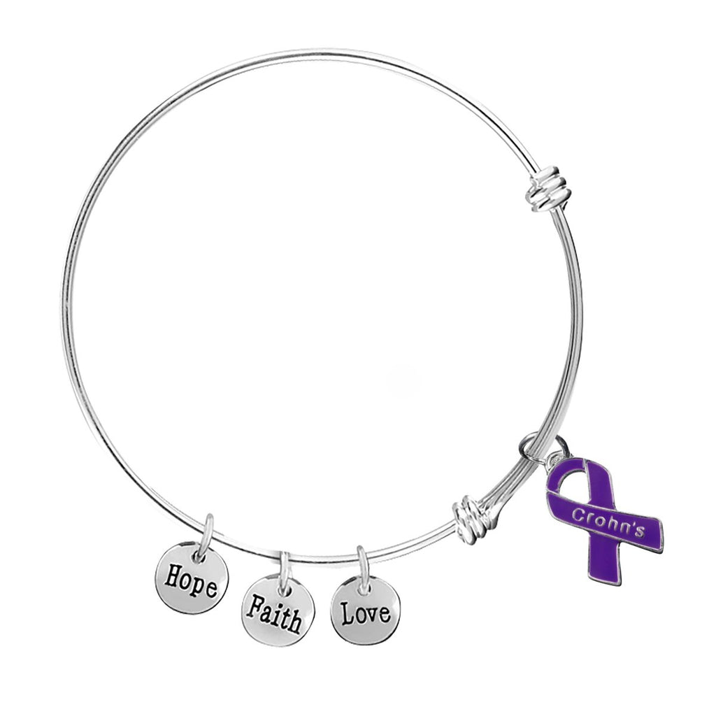 Crohn's Disease Purple Ribbon Retractable Bracelets - Fundraising For A Cause