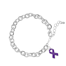 Load image into Gallery viewer, Crohn&#39;s Purple Ribbon Chunky Charm Bracelets - Fundraising For A Cause