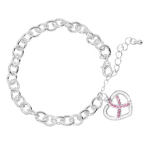 Load image into Gallery viewer, Crystal Breast Cancer Ribbon Charm Bracelets - Fundraising For A Cause