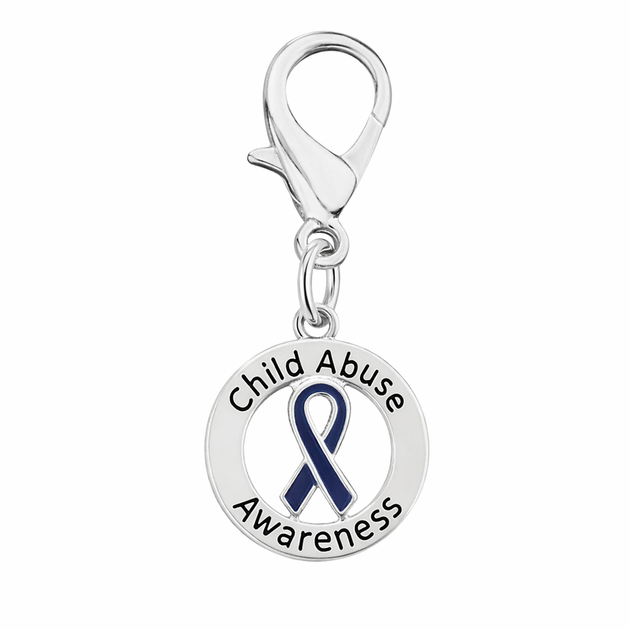 10 Pack Round Child Abuse Awareness Ribbon Hanging Charms (10 Hanging Charms)