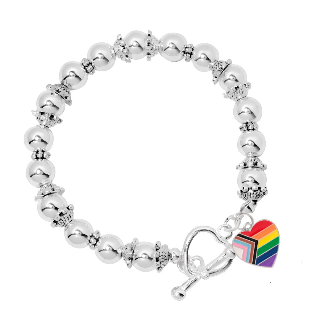 Daniel Quasar Flag Heart Charm Beaded Bracelets - Fundraising For A Cause