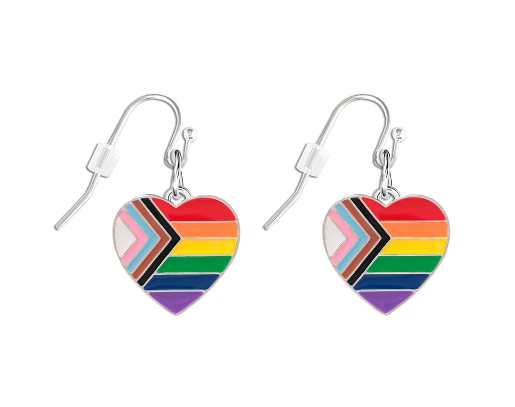 Daniel Quasar Flag Heart Charm Hanging Earrings - Fundraising For A Cause