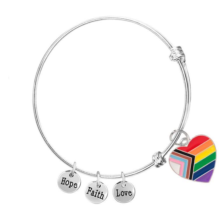 Daniel Quasar Flag Heart Charm Retractable Bracelets - Fundraising For A Cause