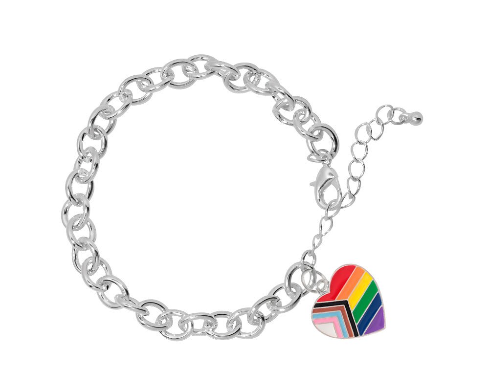 Daniel Quasar Flag Heart Chunky Charm Bracelets - Fundraising For A Cause