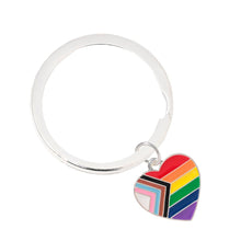 Load image into Gallery viewer, Daniel Quasar Heart Flag Charm Split Ring Key Chains - Fundraising For A Cause