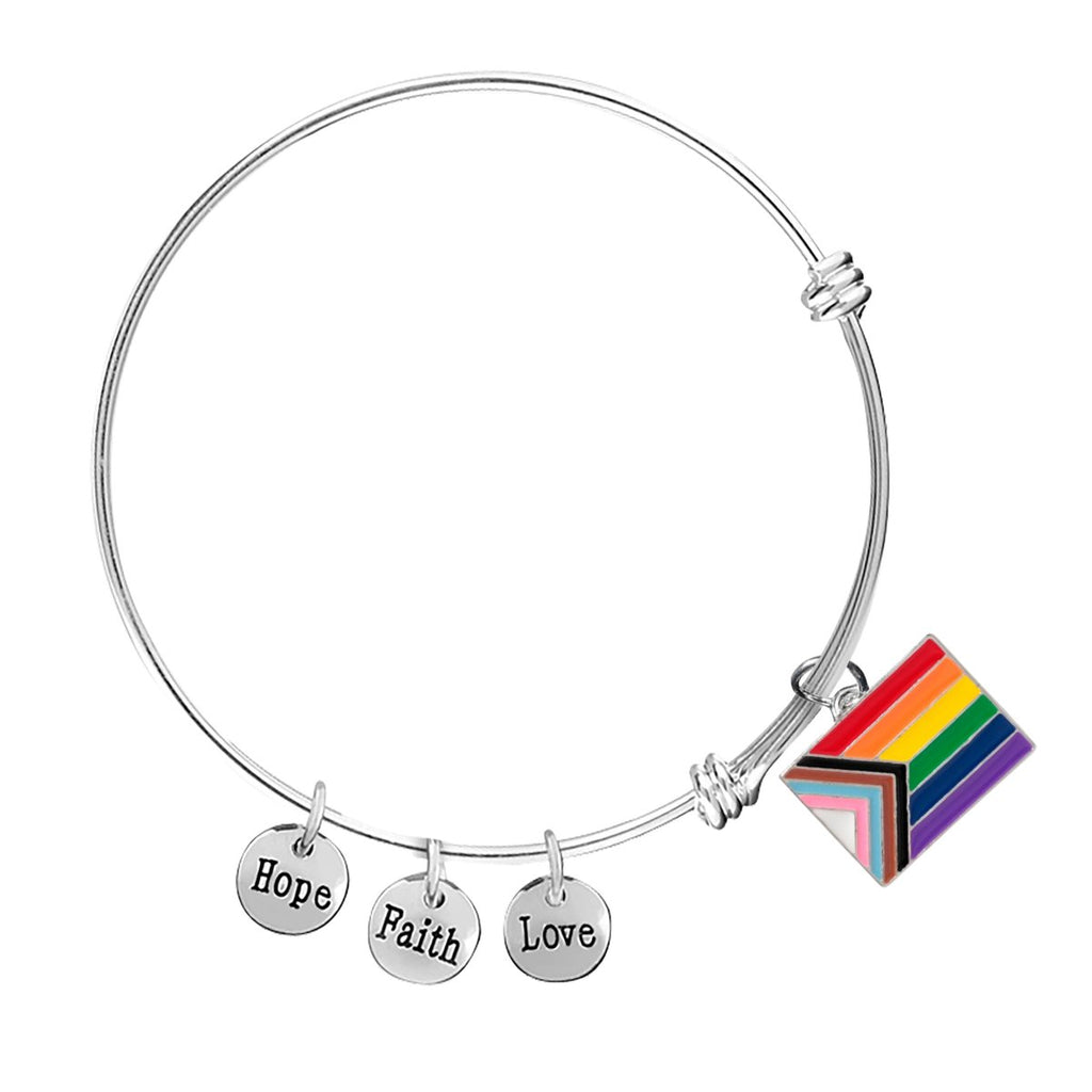 Daniel Quasar Progress Pride Flag Retractable Charm Bracelets - Fundraising For A Cause