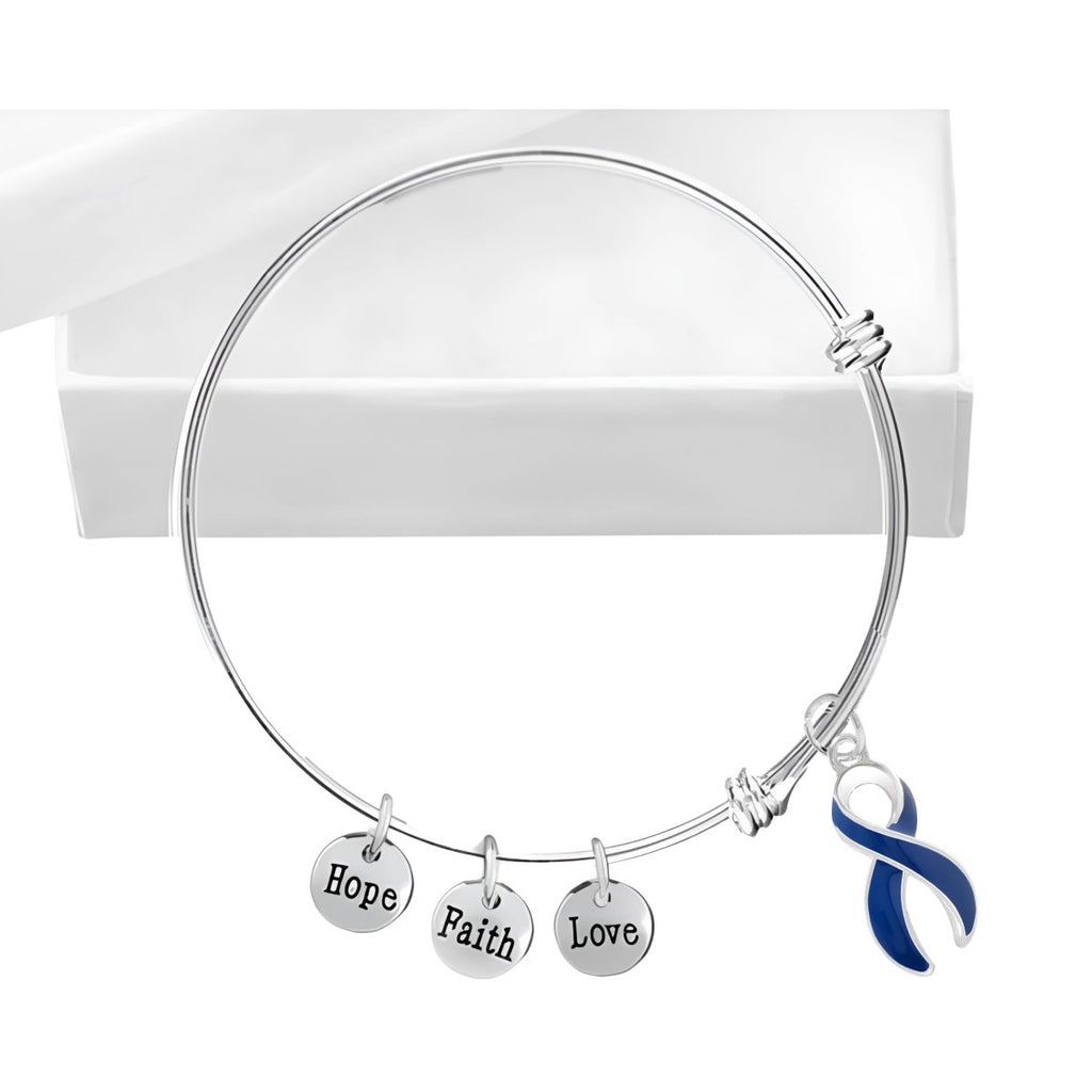 Dark Blue Awareness Retractable Bangle Bracelets - Fundraising For A Cause