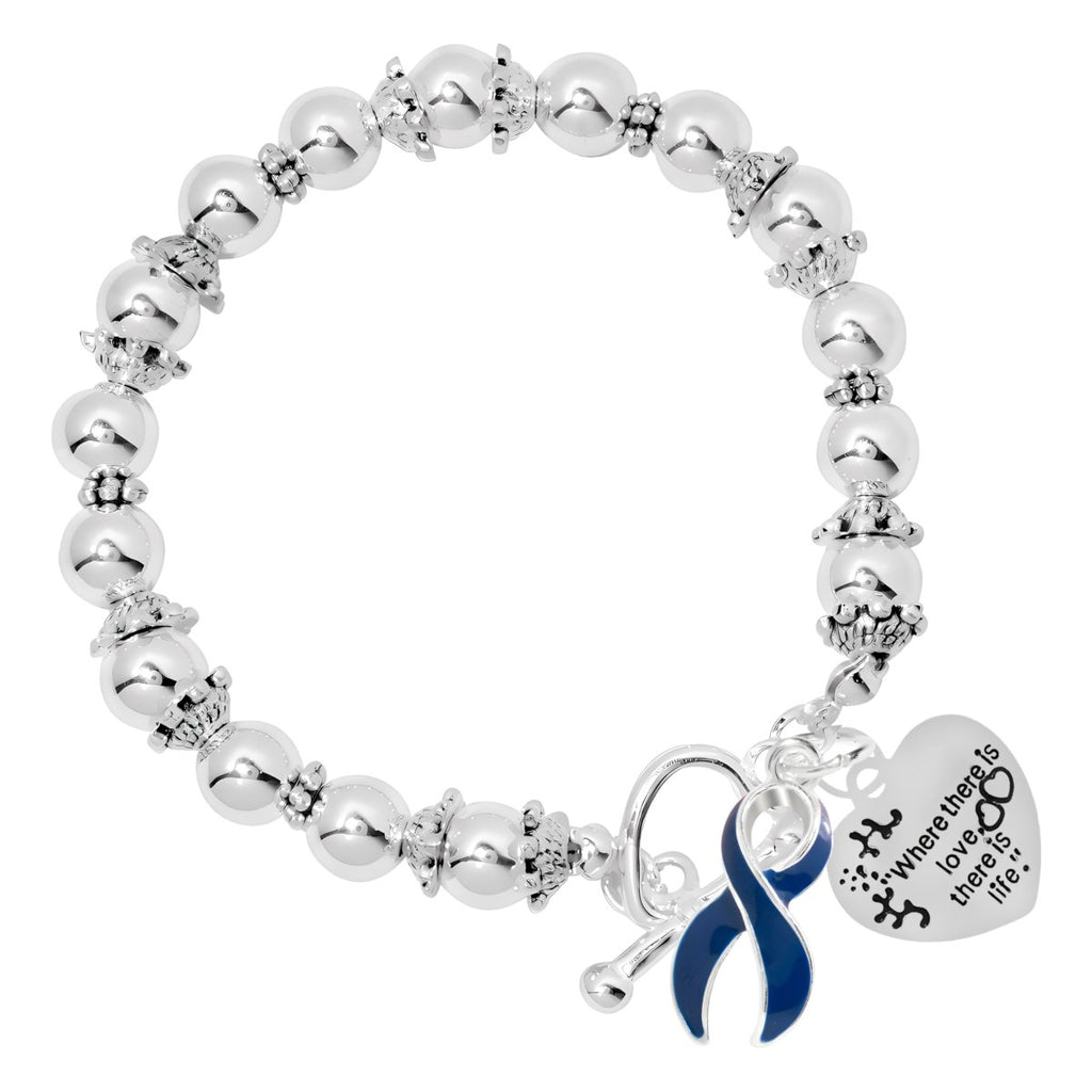 Dark Blue Ribbon Where There is Love Bracelets - Fundraising For A Cause