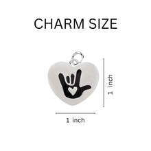 Load image into Gallery viewer, Deaf I Love You Sign Language Symbol Awareness Heart Necklaces - Fundraising For A Cause