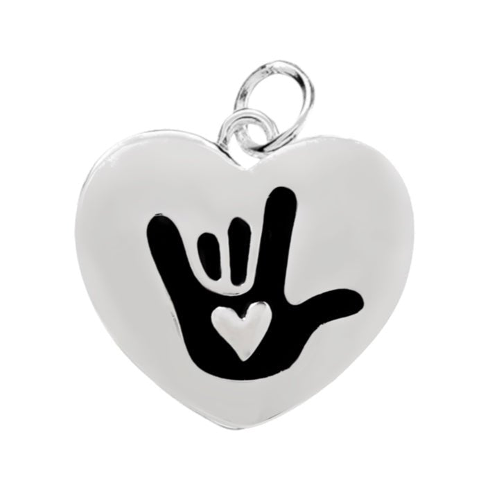 Deaf Sign Language Sign for I love You Heart Charms - Fundraising For A Cause