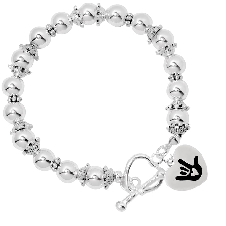 Deaf Symbol for I love You Hand Sign Beaded Charm Bracelets - Fundraising For A Cause