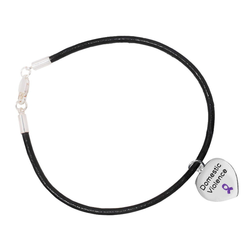 Domestic Violence Awareness Heart Leather Bracelets - Fundraising For A Cause