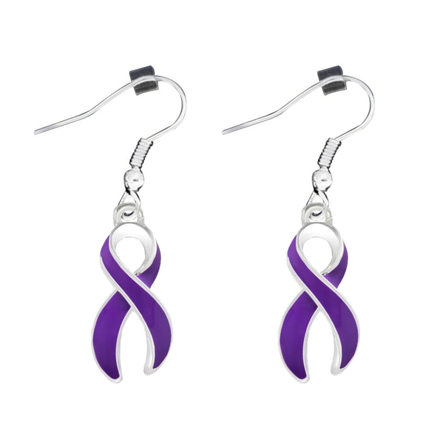 Large Testicular Cancer Ribbon Awareness Hanging Earrings