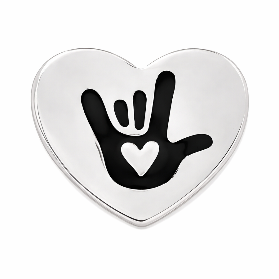 Sign Language Symbol for I Love You Deaf Sign Heart Pins