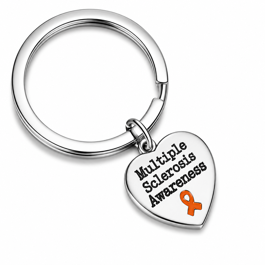 Multiple Sclerosis Awareness Heart Split Style Key Chains