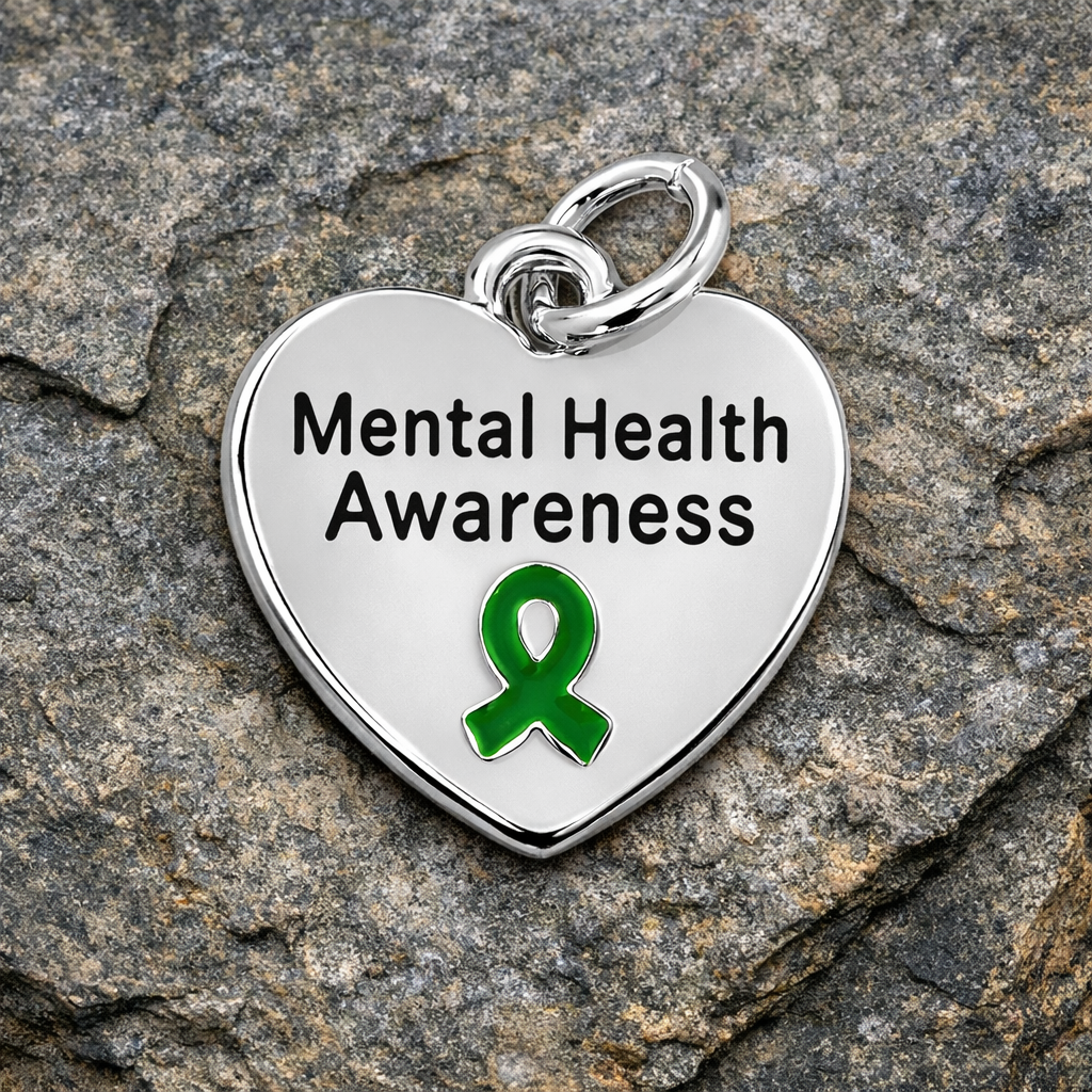 green ribbon mental health charm