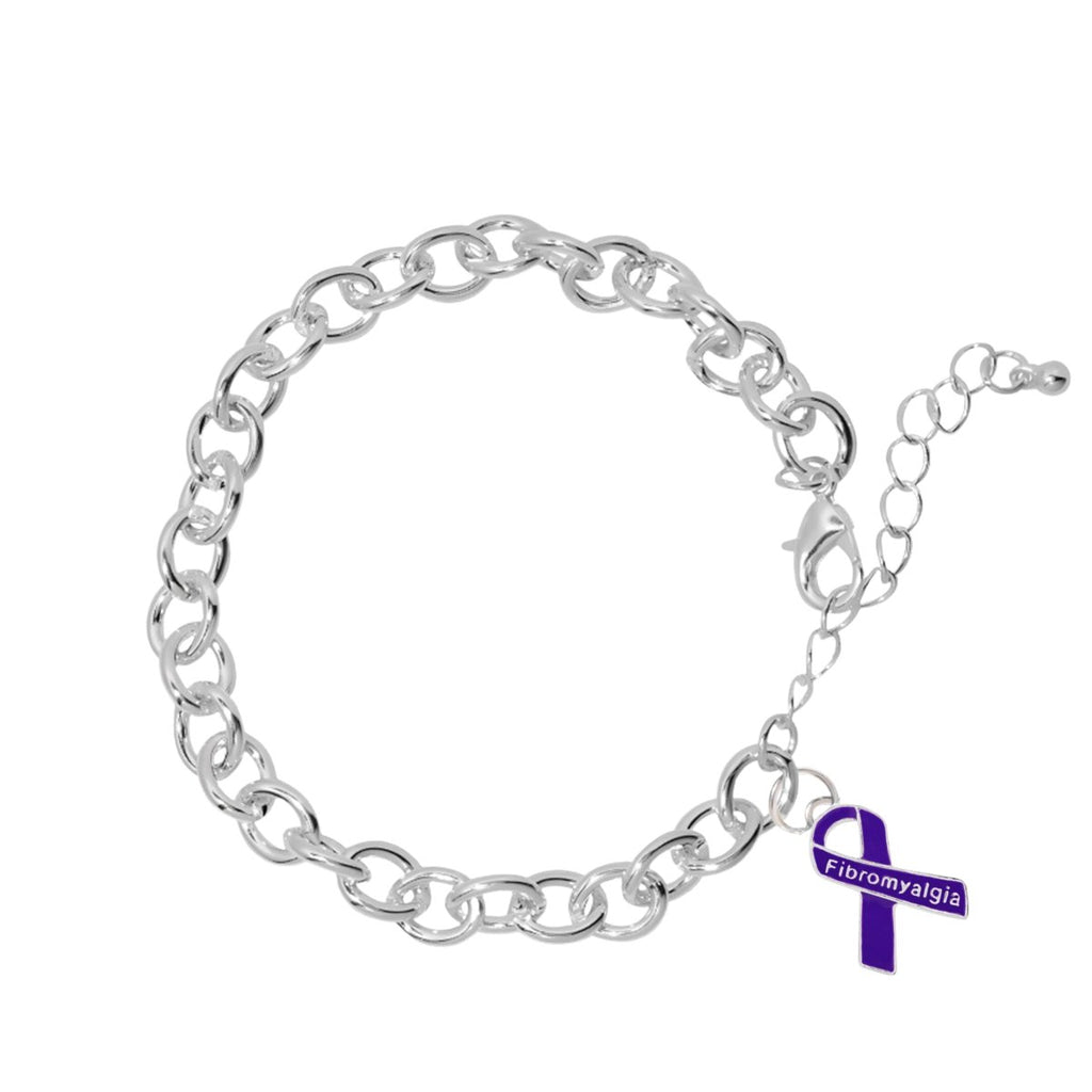 Fibromyalgia Purple Ribbon Chunky Charm Bracelets - Fundraising For A Cause