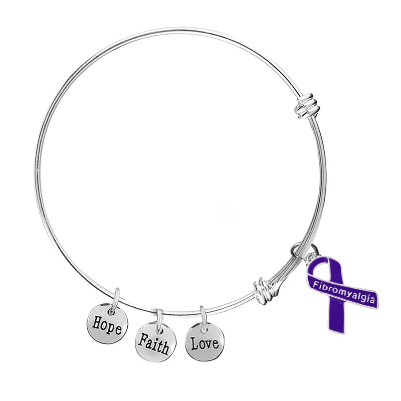 Fibromyalgia Purple Ribbon Retractable Bracelets - Fundraising For A Cause