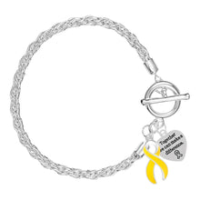 Load image into Gallery viewer, Gold Ribbon Cancer Silver Rope Charm Bracelets - Fundraising For A Cause