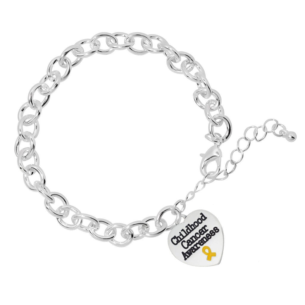 Gold Ribbon Childhood Cancer Heart Chunky Charm Bracelet - Fundraising For A Cause