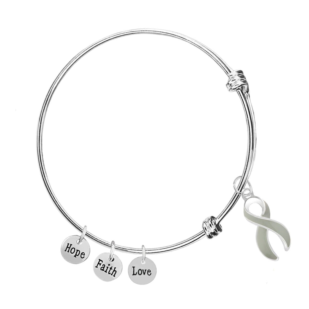 Gray Ribbon Awareness Retractable Bracelet - Fundraising For A Cause