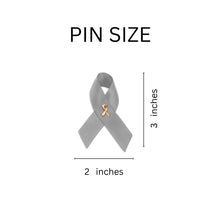 Load image into Gallery viewer, Gray Satin Ribbon Awareness Pins - 50 Pack