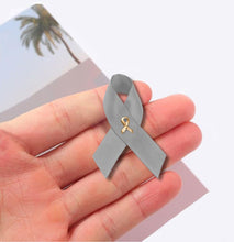 Load image into Gallery viewer, Gray Satin Ribbon Awareness Pins - Fundraising For A Cause