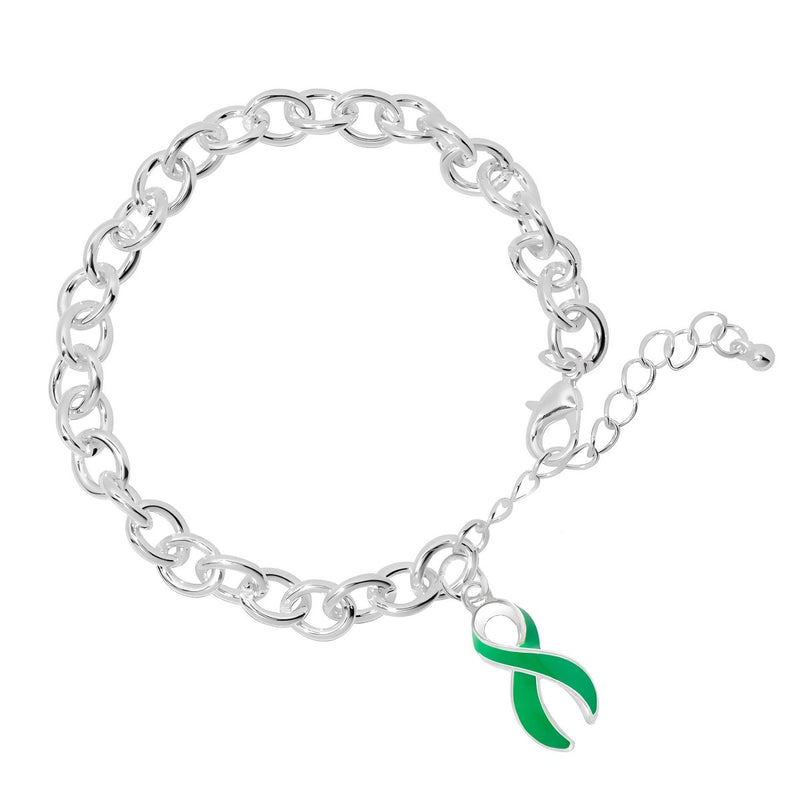 Green Ribbon Chunky Charm Awareness Bracelets - Fundraising For A Cause