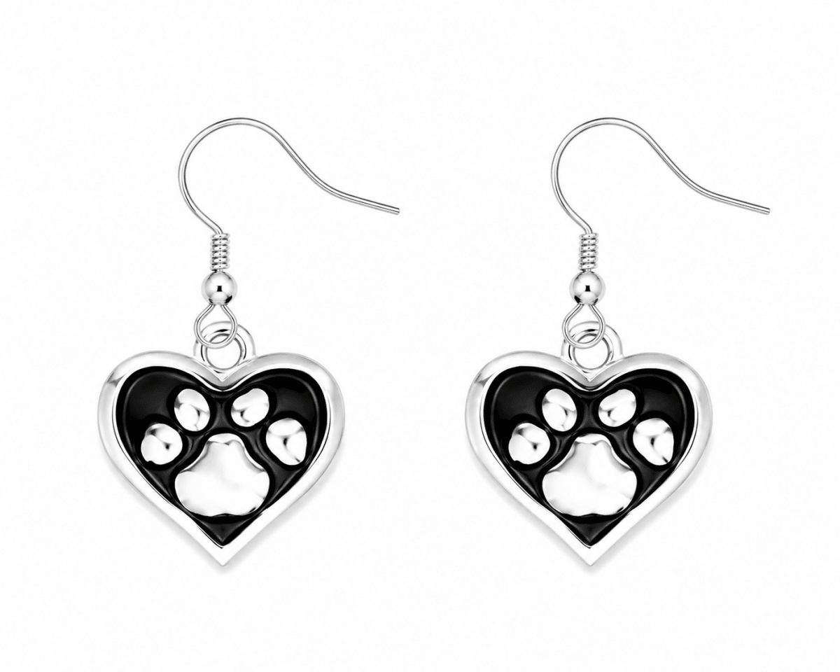 Paw Print Heart Earrings - Fundraising For A Cause