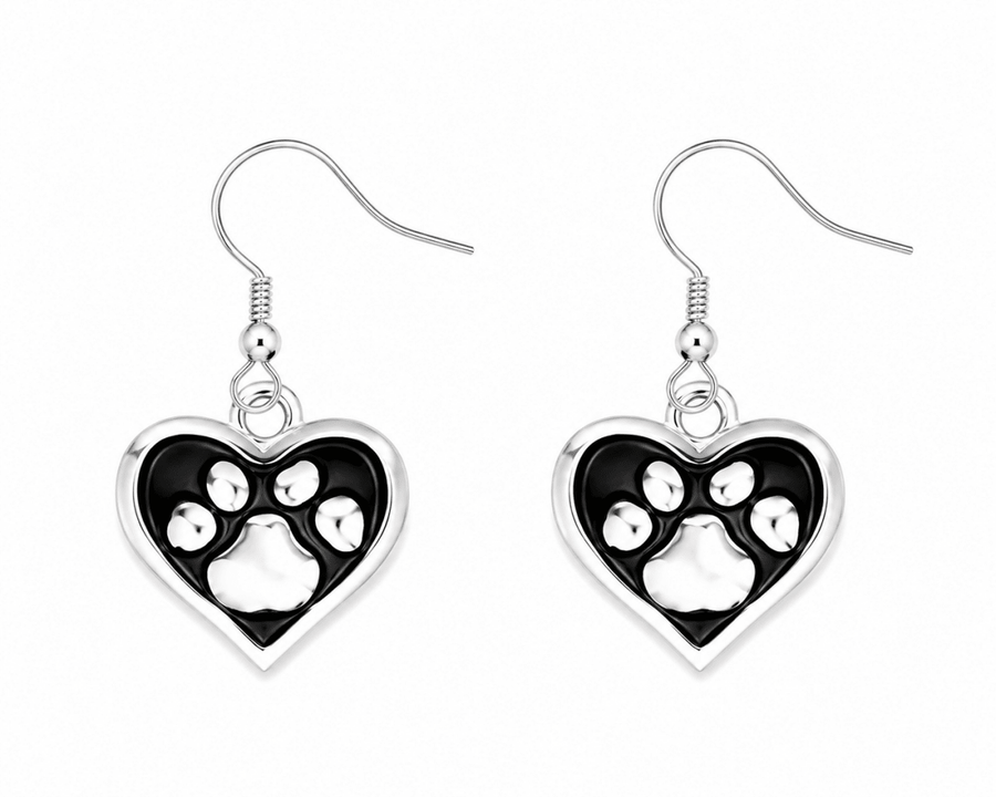 Paw Print Heart Earrings - Fundraising For A Cause