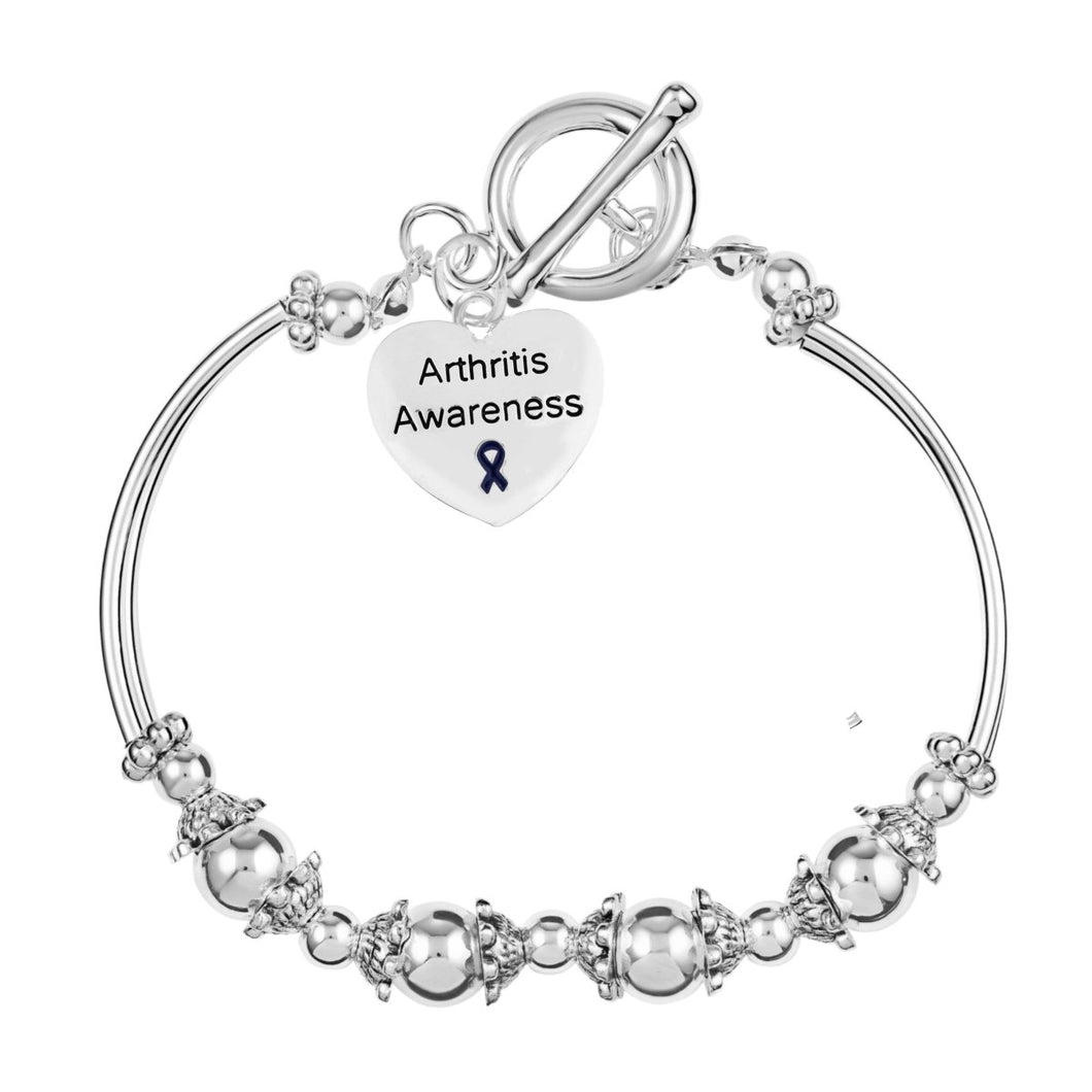 Heart Arthritis Awareness Charm Partial Beaded Bracelets - Fundraising For A Cause