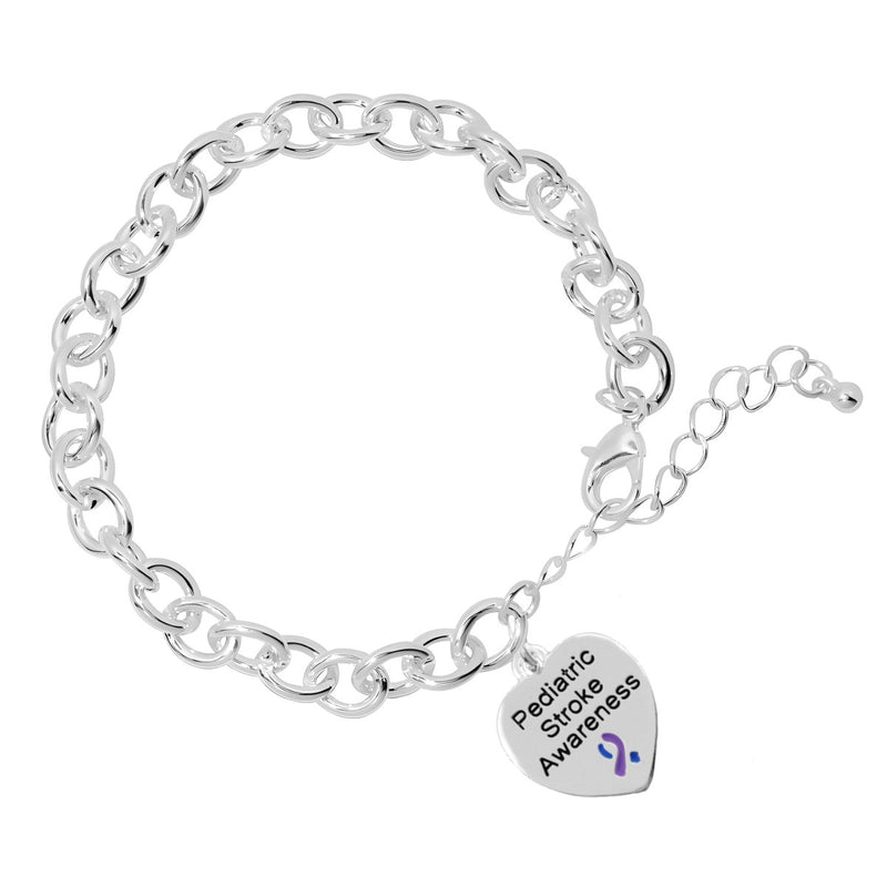 Heart Charm Pediatric Stroke Awareness Chunky Chained Bracelets - Fundraising For A Cause