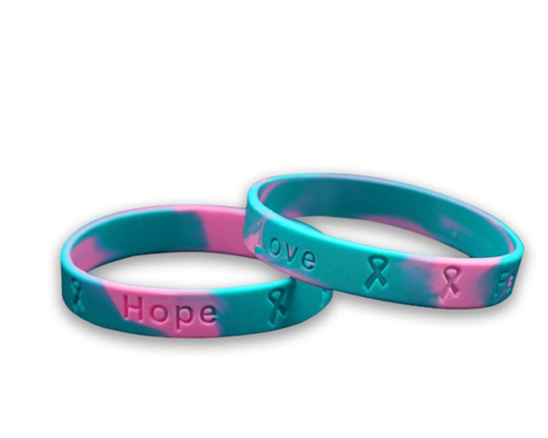 Hereditary Breast Cancer Pink & Teal Silicone Bracelet Wristbands - Fundraising For A Cause