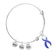 Load image into Gallery viewer, Inspirational Periwinkle Ribbon Awareness Charm Retractable Bracelets - Fundraising For A Cause