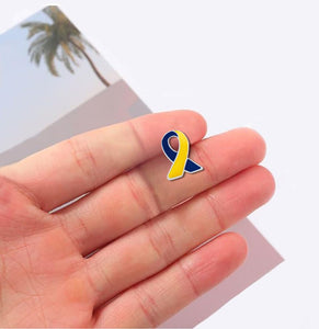 Lapel Blue & Yellow Ribbon Pins - Fundraising For A Cause