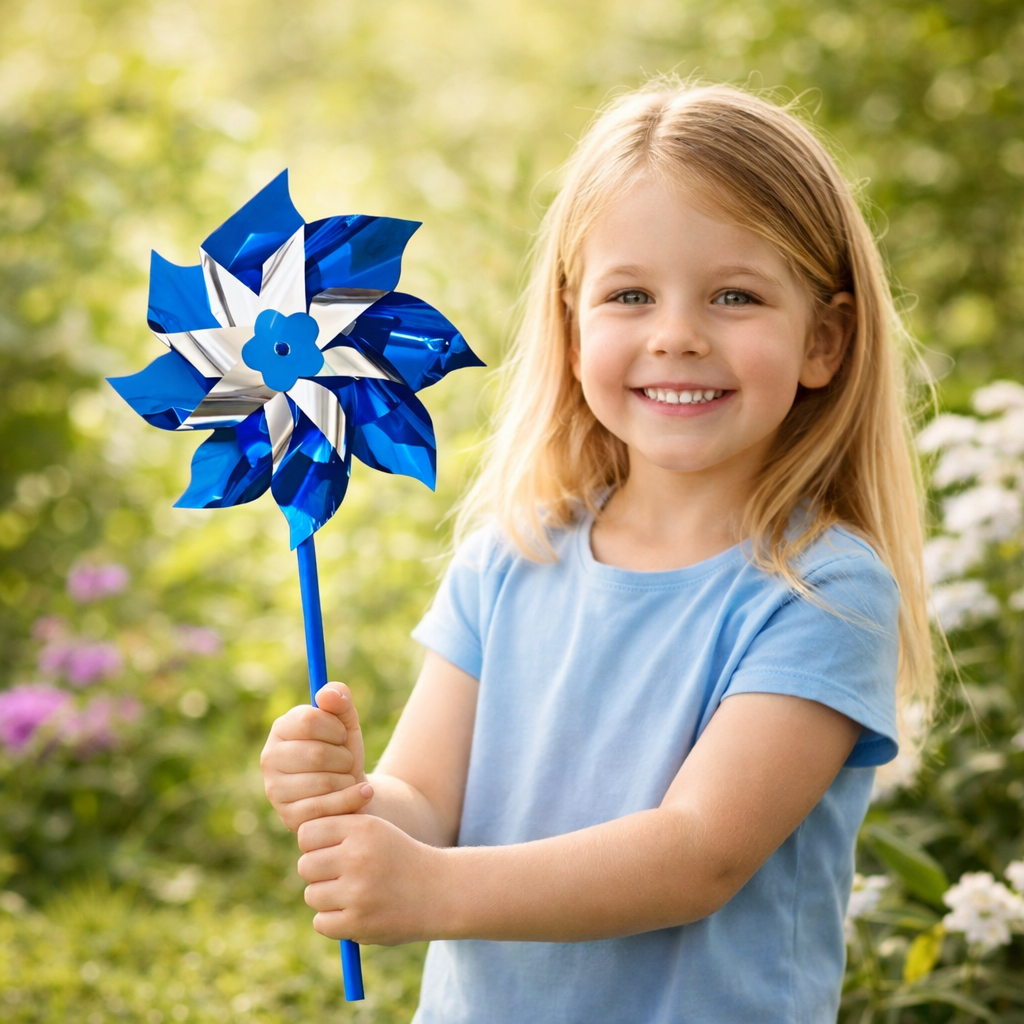 Large 6 Inch Blue Pinwheels for Child Abuse Prevention - Fundraising For A Cause