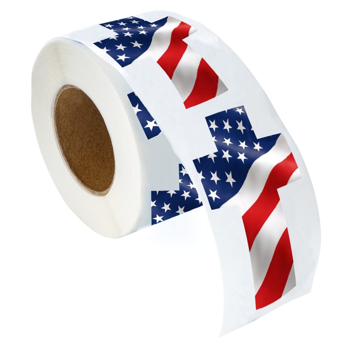 Large American Flag Cross Shaped Stickers (250 per Roll) - Fundraising For A Cause