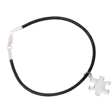 Load image into Gallery viewer, Large Autism Awareness Puzzle Piece Leather Cord Bracelets - Fundraising For A Cause